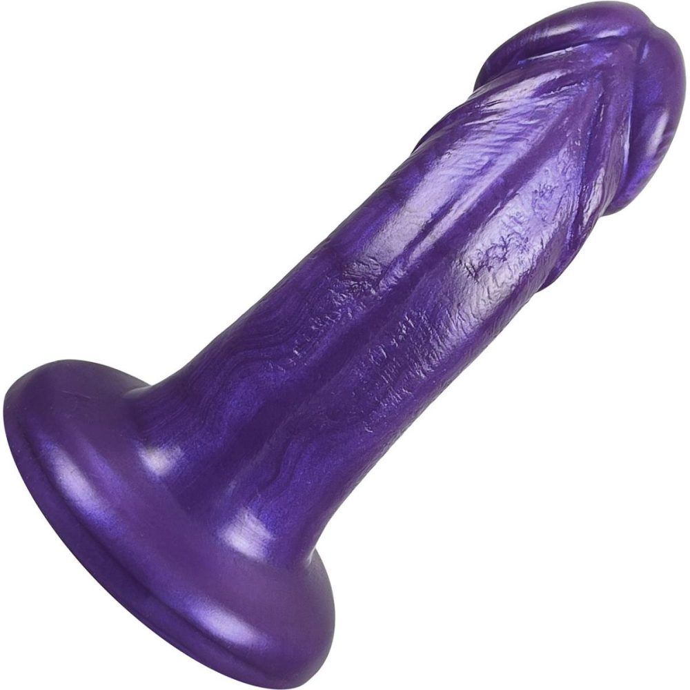 Semi-Realistic Dildos | Medium Realistic Bent Silicone Dildo – Purple