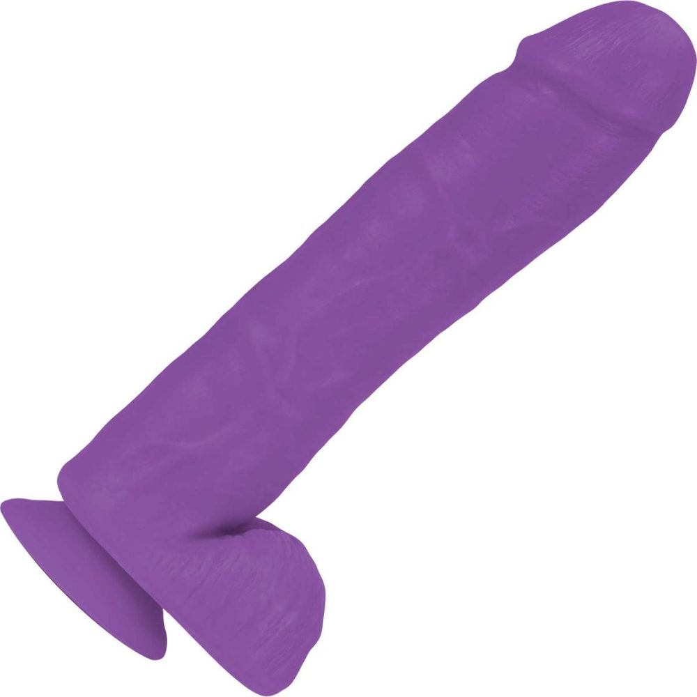 Semi-Realistic Dildos | Neo Elite 11.5 Inch Dual Density Realistic Silicone Dildo With Balls by – Neon Purple