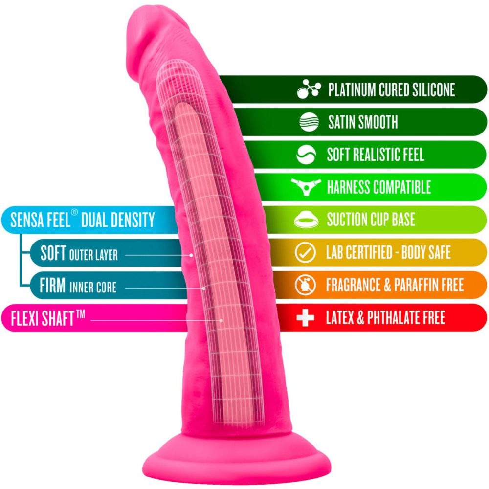 Semi-Realistic Dildos | Neo Elite 7.5 Inch Dual Density Realistic Silicone Dildo by – Neon Pink