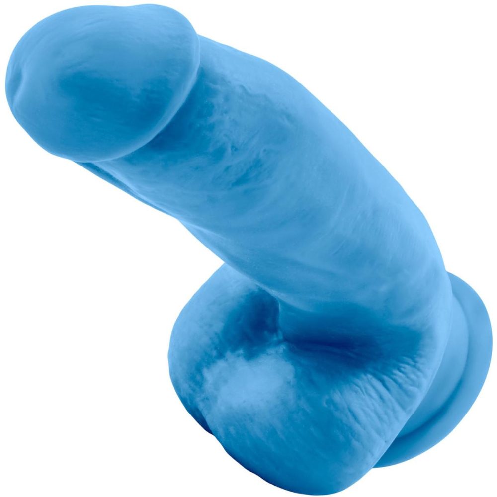 Semi-Realistic Dildos | Neo Elite 7 Inch Dual Density Realistic Silicone Dildo With Balls by – Neon Blue