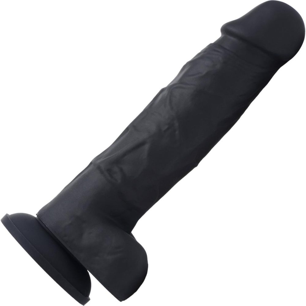 Semi-Realistic Dildos | Power Pecker 7" Silicone Suction Cup Dildo With Balls – Black