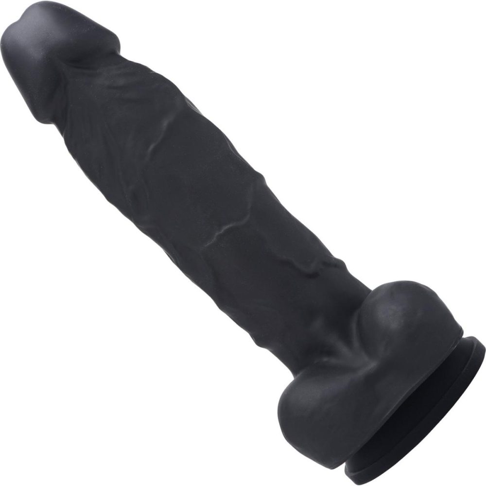 Semi-Realistic Dildos | Power Pecker 7" Silicone Suction Cup Dildo With Balls – Black