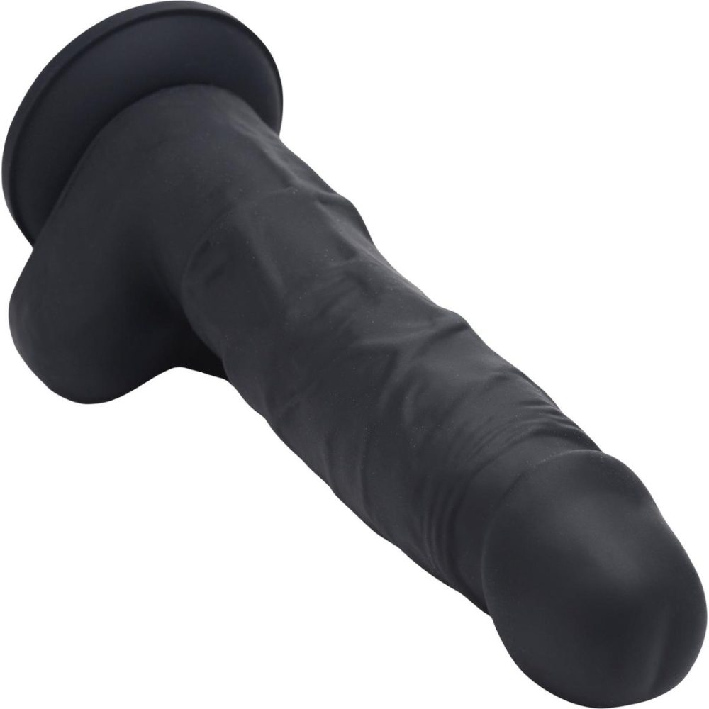 Semi-Realistic Dildos | Power Pecker 7" Silicone Suction Cup Dildo With Balls – Black