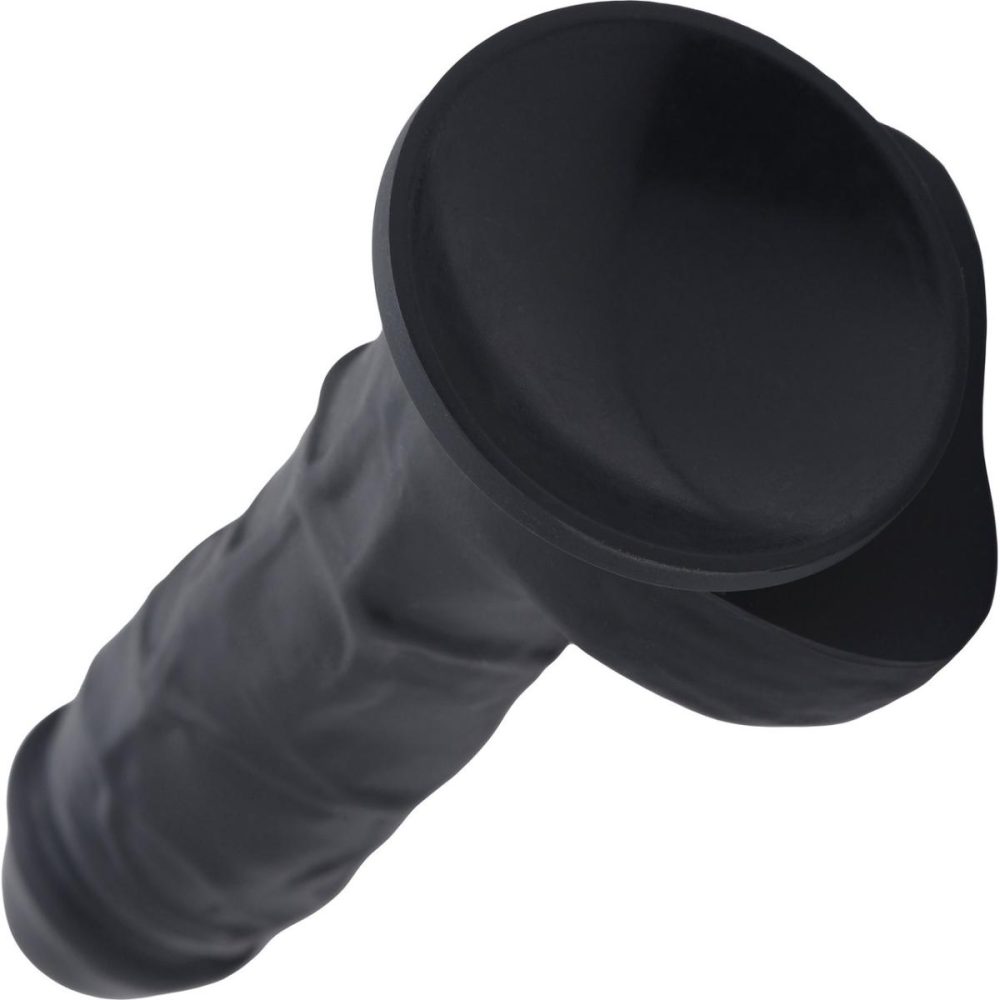 Semi-Realistic Dildos | Power Pecker 7" Silicone Suction Cup Dildo With Balls – Black