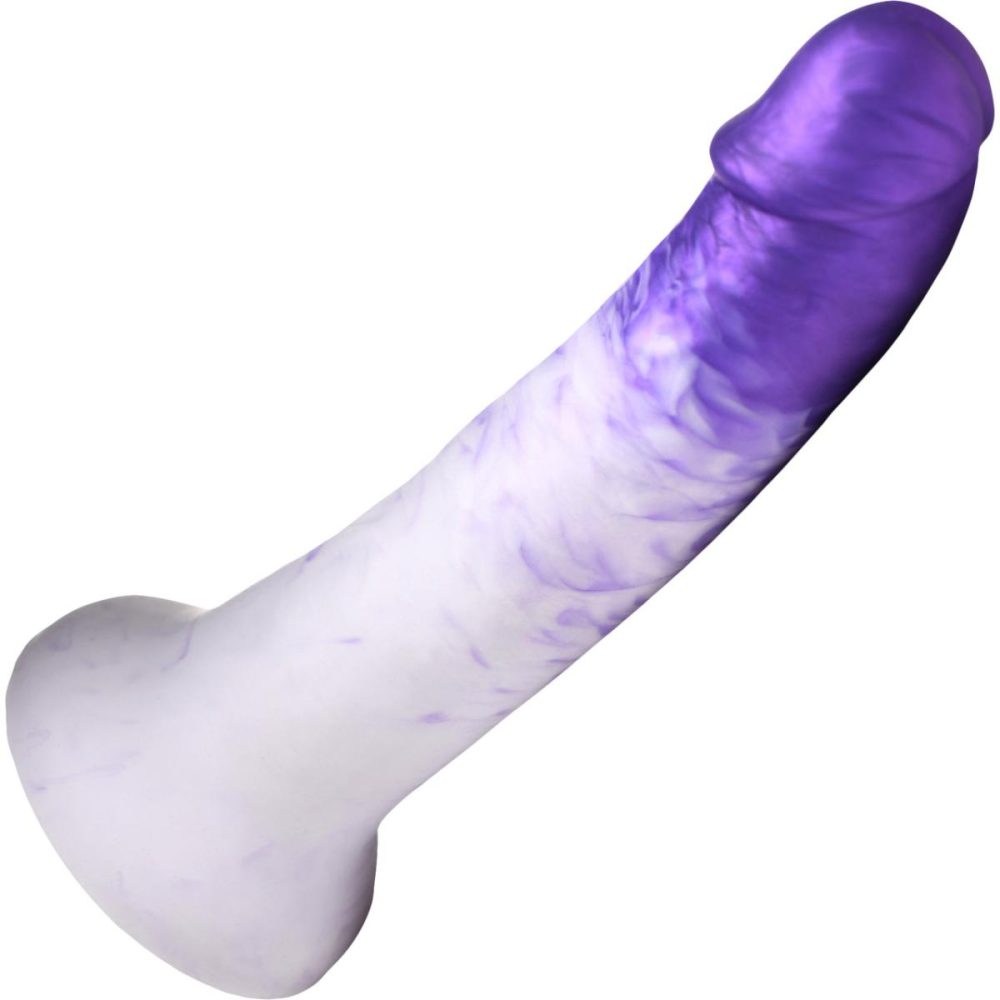 Semi-Realistic Dildos | Real Swirl Realistic 6.9" Silicone Suction Cup Dildo – Purple & White