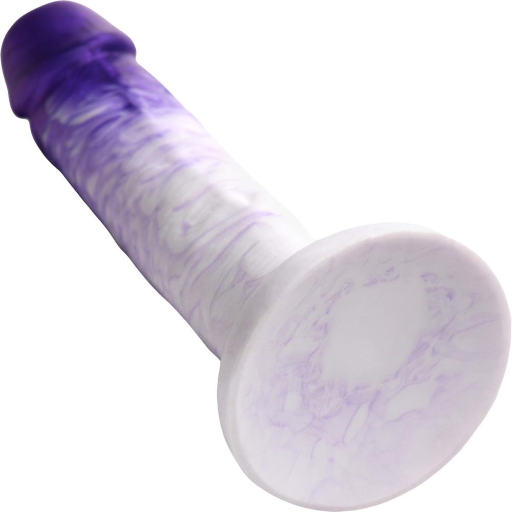 Semi-Realistic Dildos | Real Swirl Realistic 6.9" Silicone Suction Cup Dildo – Purple & White