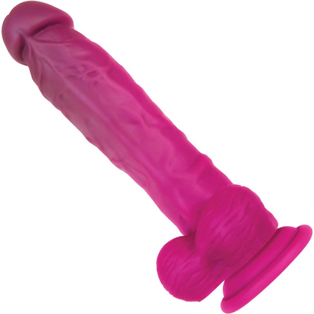 Semi-Realistic Dildos | Sweet Tart Color Changing 8" Silicone Dildo With Balls – Purple To Pink