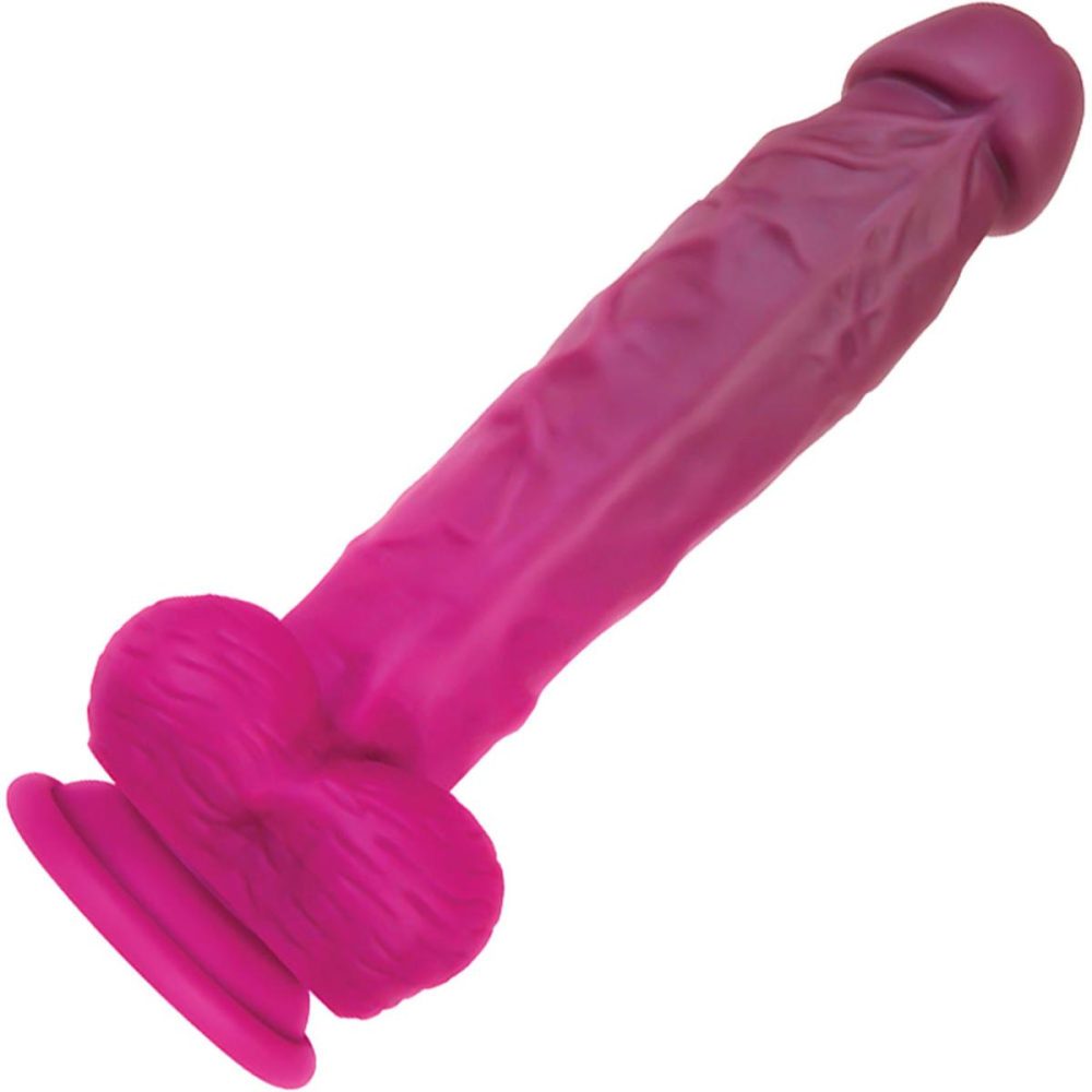 Semi-Realistic Dildos | Sweet Tart Color Changing 8" Silicone Dildo With Balls – Purple To Pink