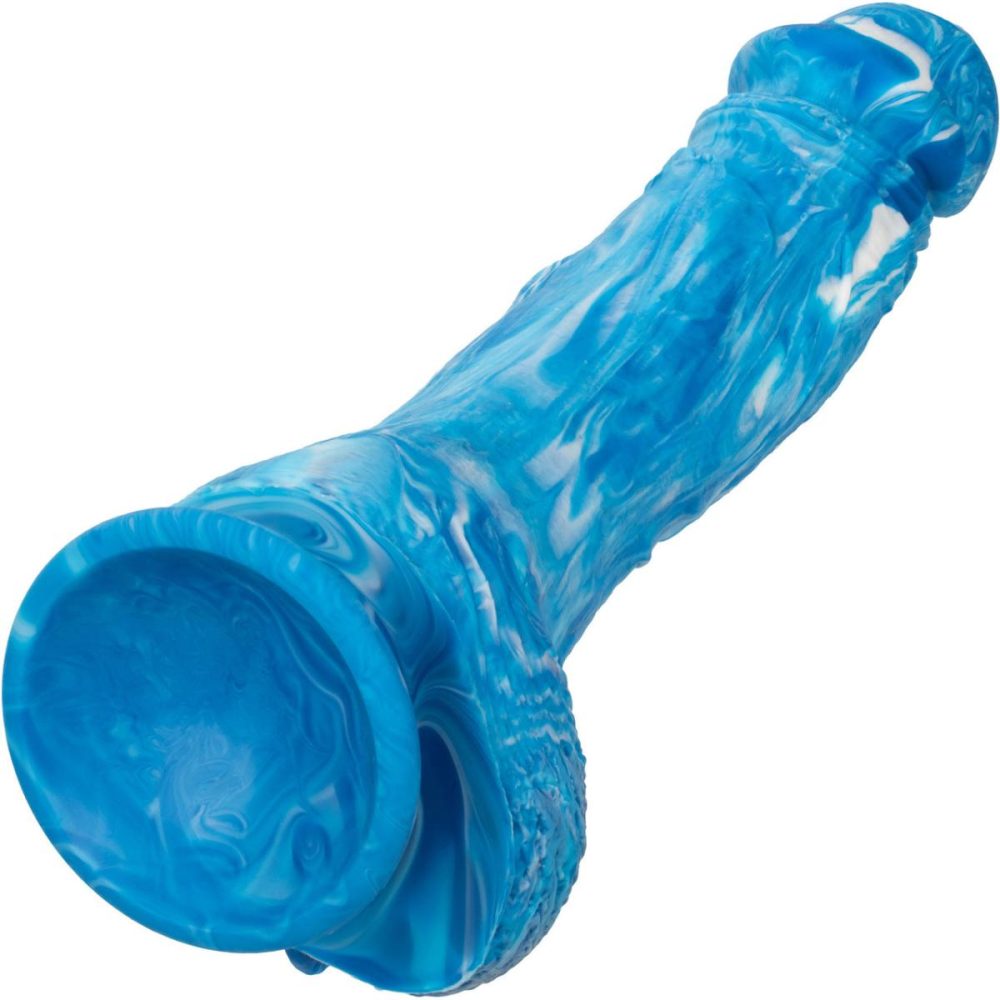 Semi-Realistic Dildos | Twisted Love Twisted Dong 6" Silicone Suction Cup Dildo With Balls – Blue & White