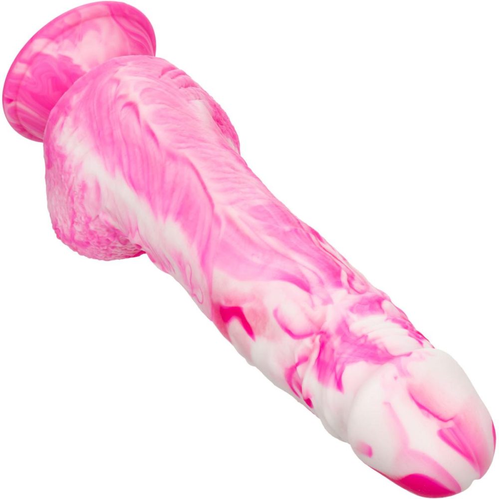 Semi-Realistic Dildos | Twisted Love Twisted Dong 6" Silicone Suction Cup Dildo With Balls – Pink & White