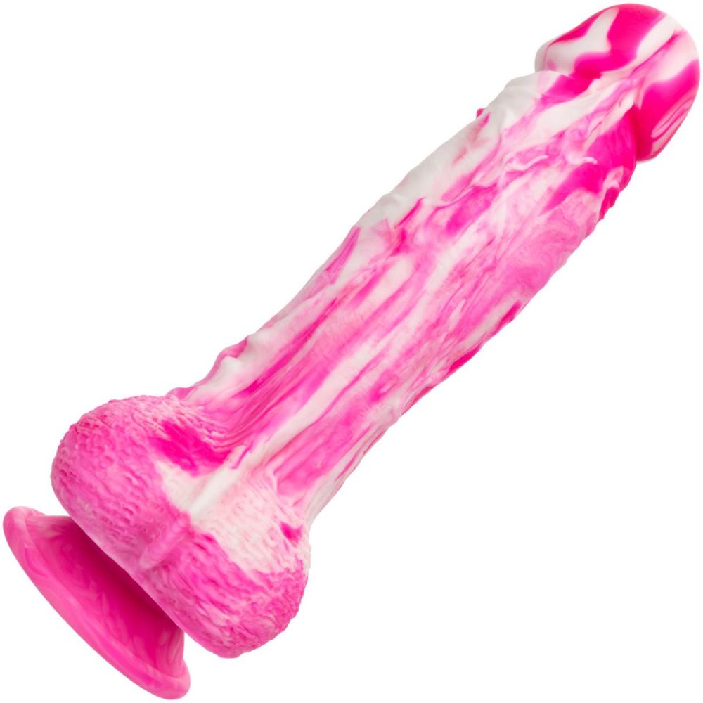 Semi-Realistic Dildos | Twisted Love Twisted Dong 6" Silicone Suction Cup Dildo With Balls – Pink & White