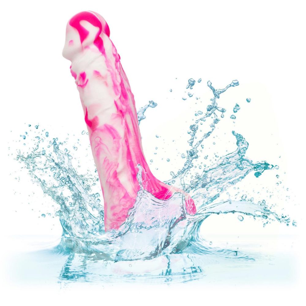 Semi-Realistic Dildos | Twisted Love Twisted Dong 6" Silicone Suction Cup Dildo With Balls – Pink & White