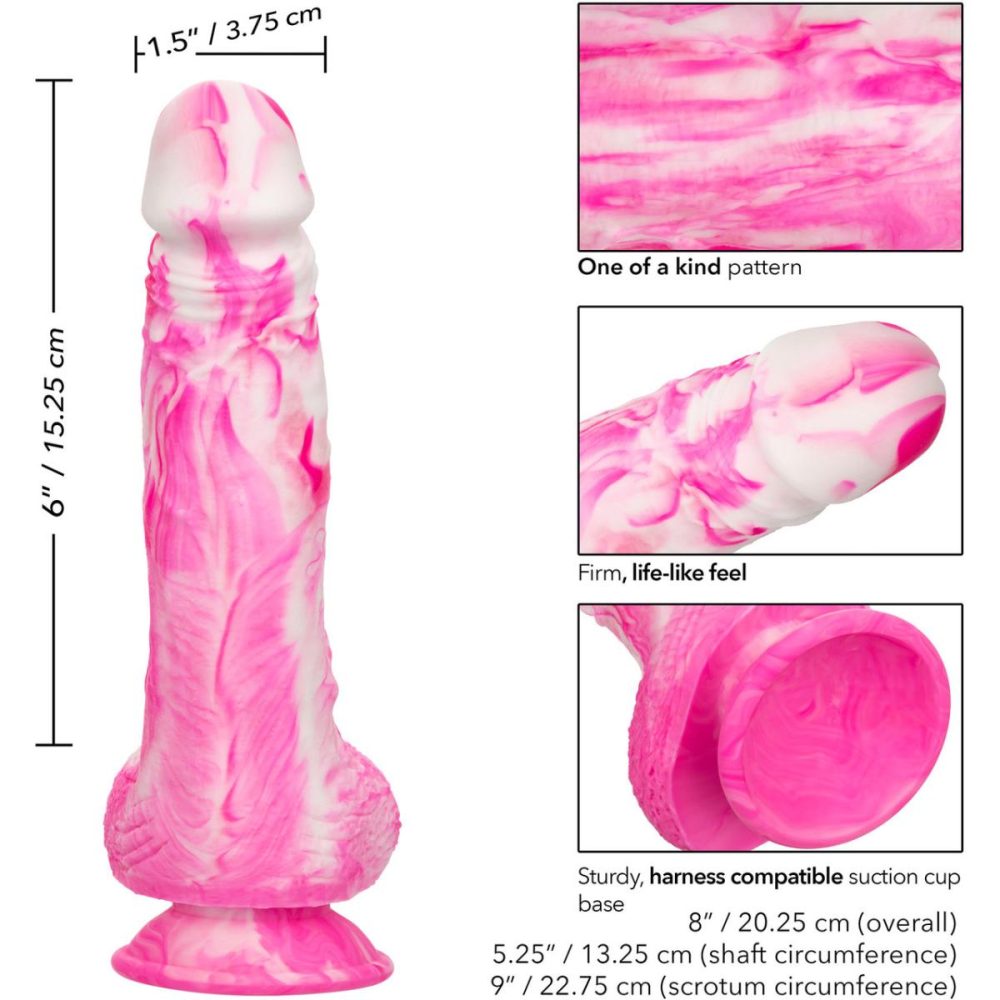 Semi-Realistic Dildos | Twisted Love Twisted Dong 6" Silicone Suction Cup Dildo With Balls – Pink & White