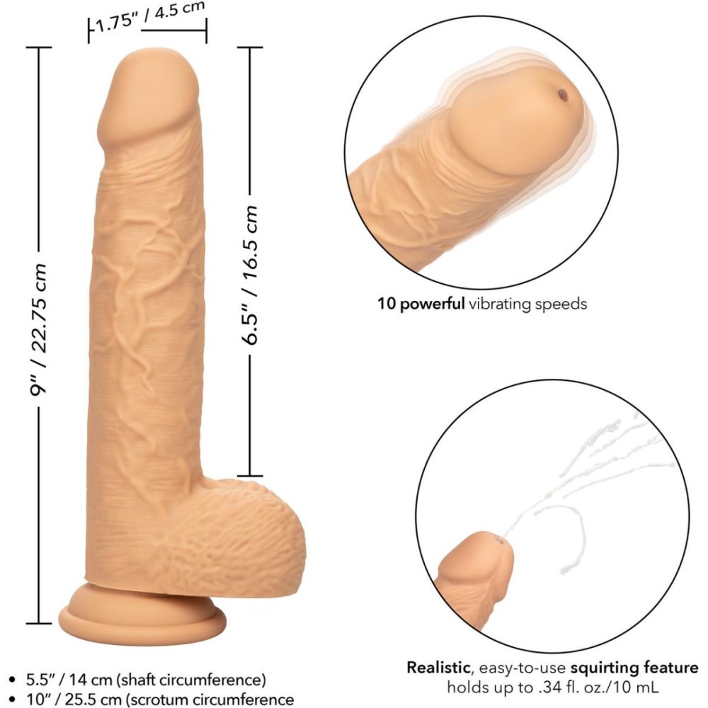 Squirting Dildos | Squirting Fuck Stick 9" Vibrating Realistic Silicone Suction Cup Dildo – Vanilla