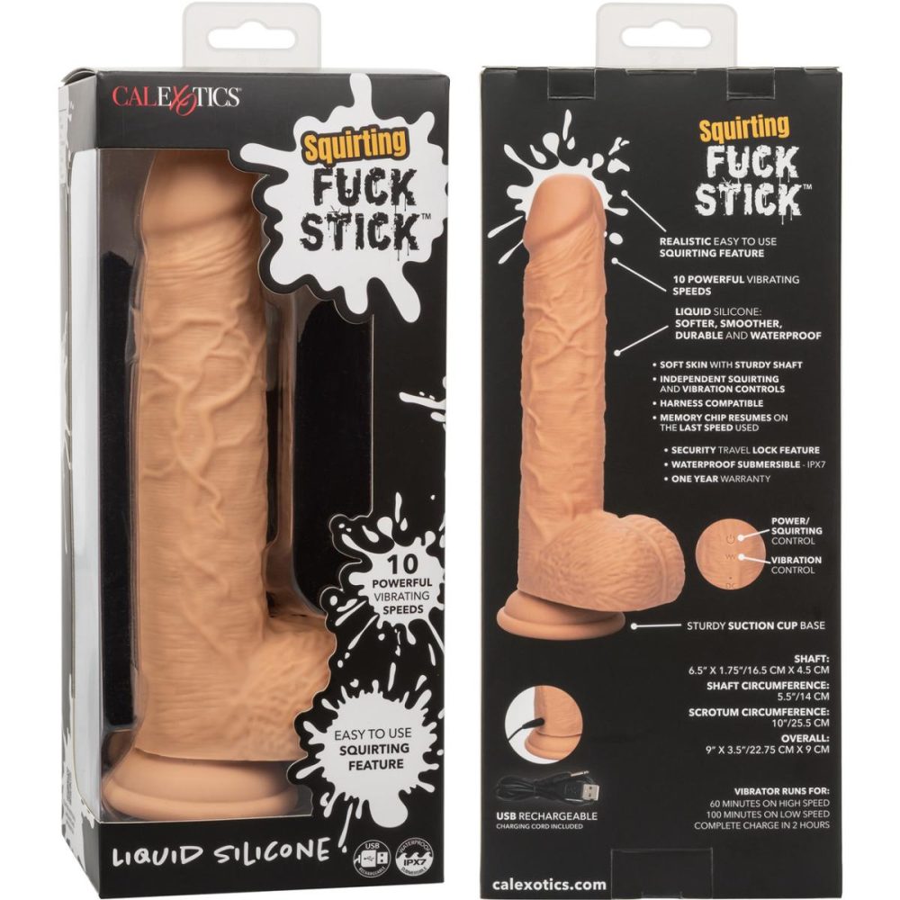 Squirting Dildos | Squirting Fuck Stick 9" Vibrating Realistic Silicone Suction Cup Dildo – Vanilla