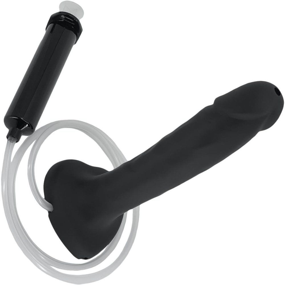 Squirting Dildos | Strap-on-Me Squirting Harness Compatible Realistic Silicone Dildo – Large, Black