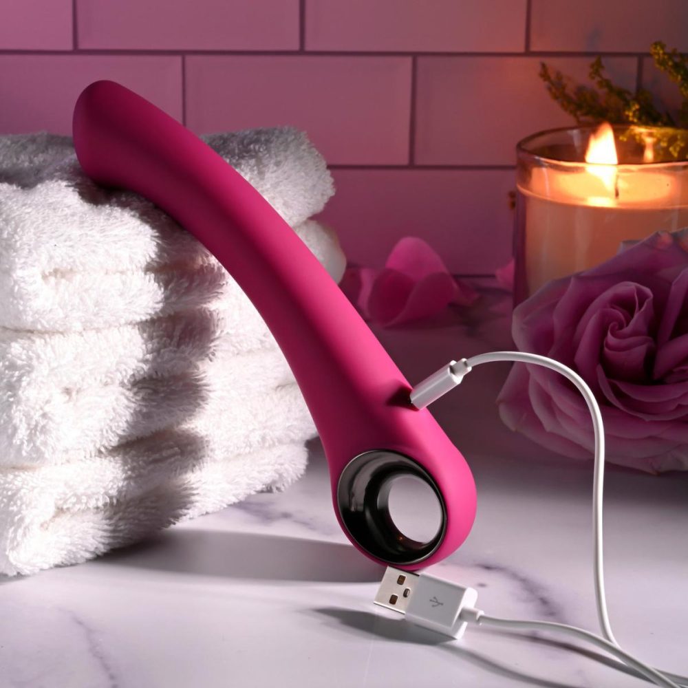 Stimulators | Pleasure Curve Rechargeable Waterproof Silicone G-Spot Vibrator With Ring Handle