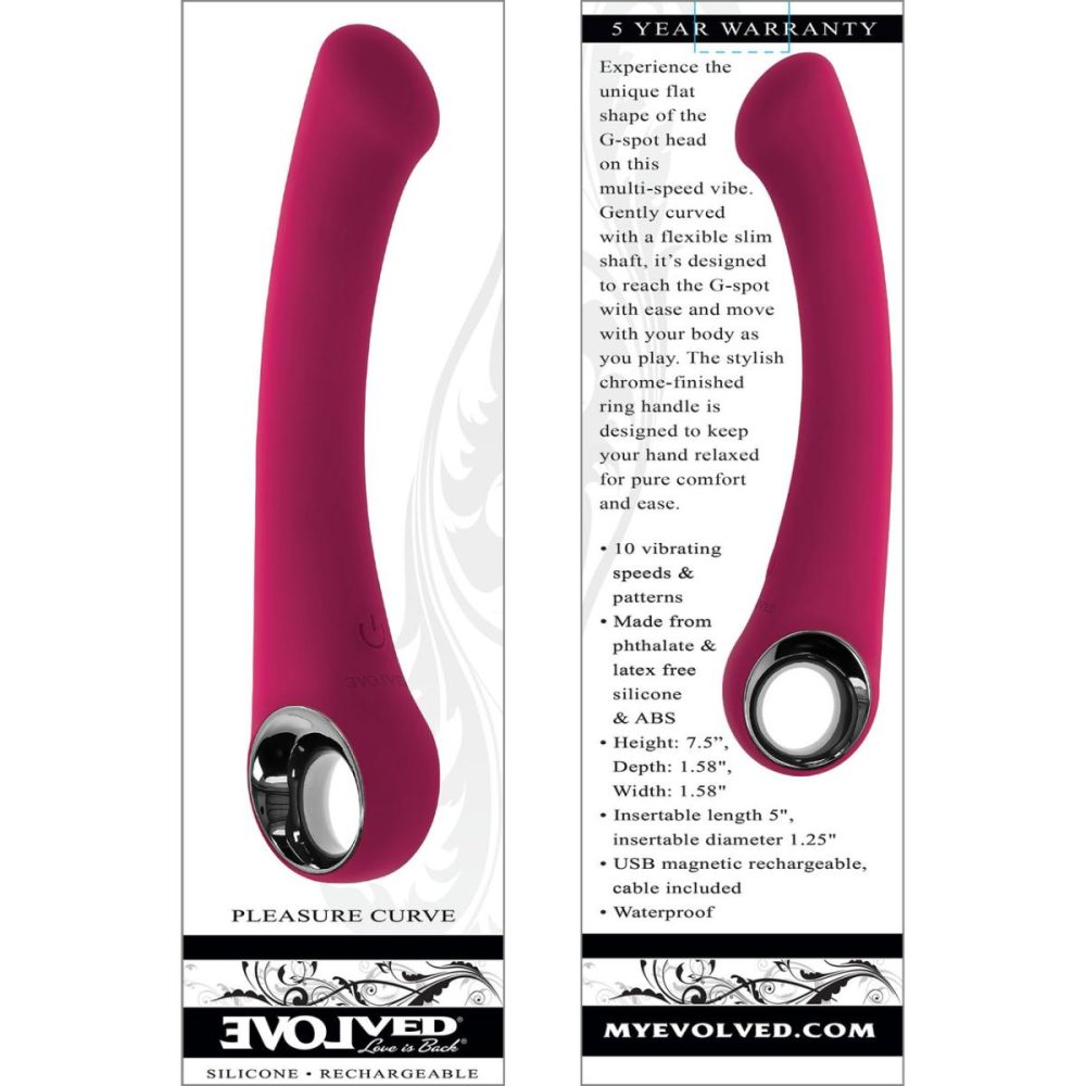 Stimulators | Pleasure Curve Rechargeable Waterproof Silicone G-Spot Vibrator With Ring Handle