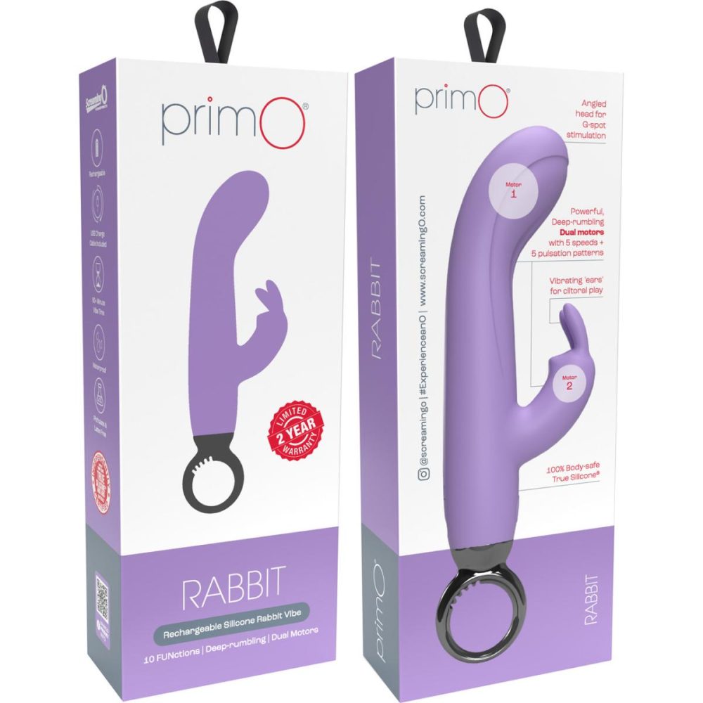 Stimulators | PrimO Rabbit Rechargeable Waterproof Silicone Dual Stimulation Vibrator – Lilac