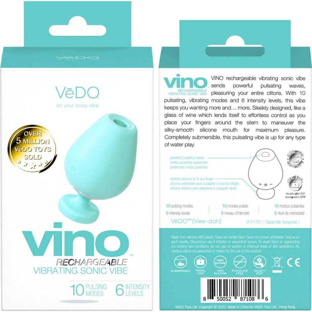 Stimulators | VINO Rechargeable Silicone Vibrating Sonic Clitoral Pulsator VeDO – Tease Me Turquoise