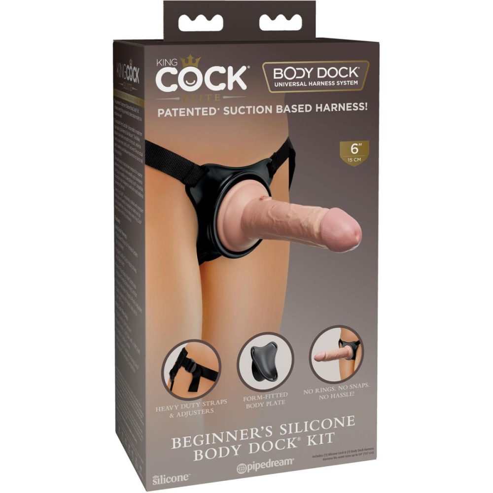 Strap-On Harness Kits | King Cock Elite Beginner’s Body Dock Strap-on Kit With Silicone 6 Inch Dildo – Vanilla