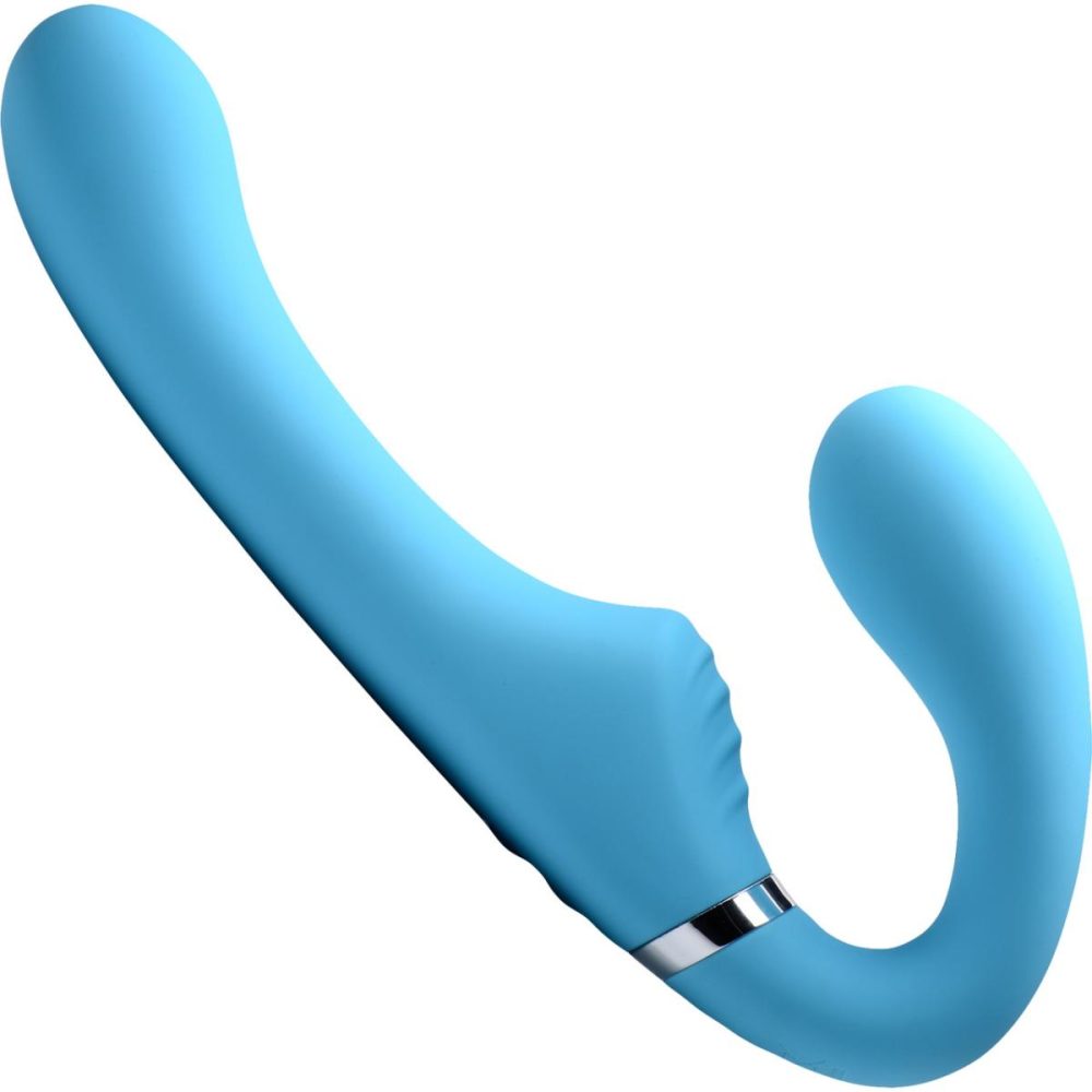 Strapless Strap-On Dildos | 10x Mighty Rider Vibrating Silicone Strapless Strap-On With Remote Control – Blue