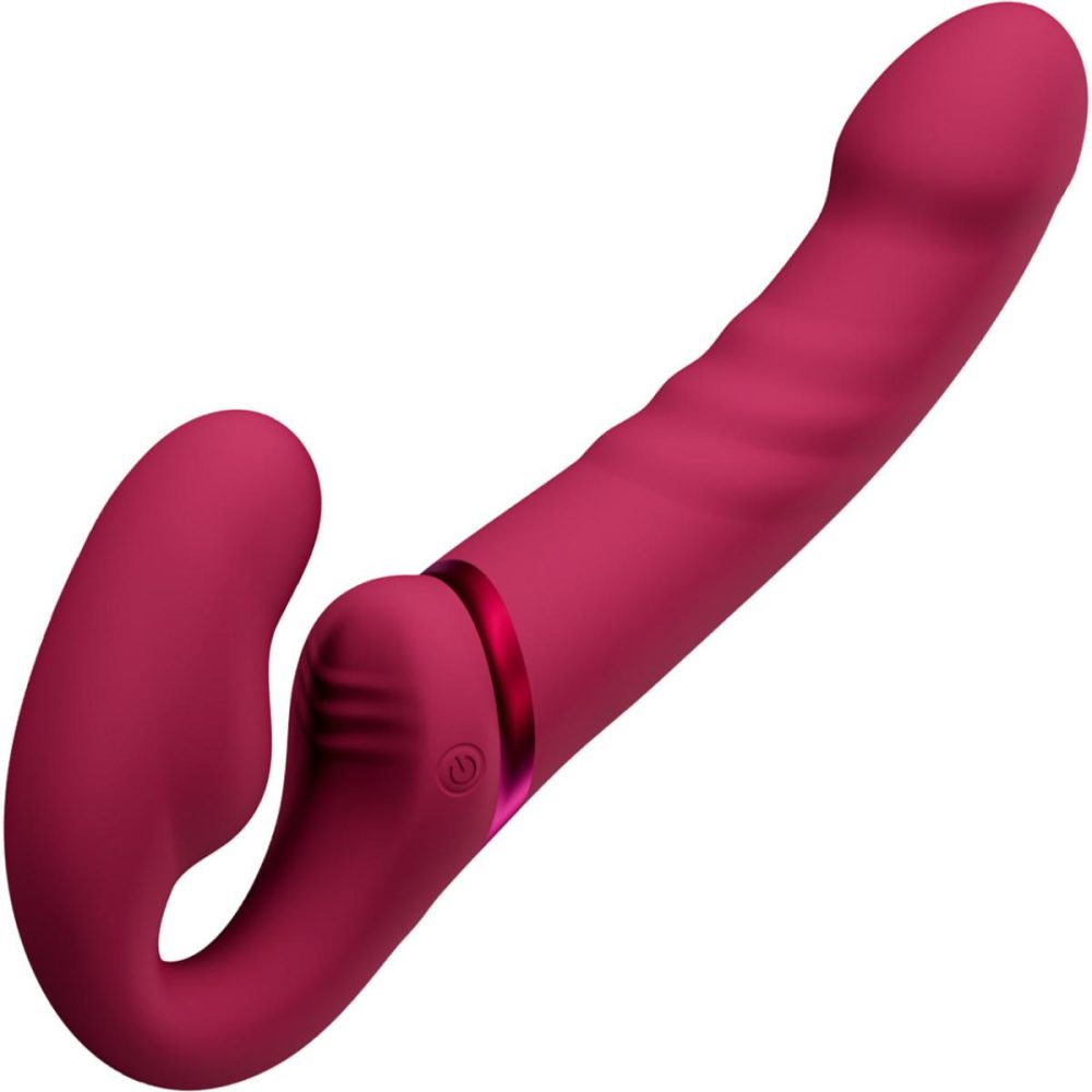 Strapless Strap-On Dildos | Lapis App Enabled Silicone Waterproof Rechargeable Double-Ended Vibrating Strapless Strap-On