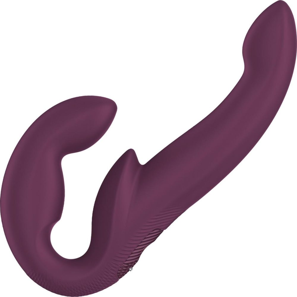 Strapless Strap-On Dildos | SHARE VIBE PRO Vibrating Silicone Double Dildo – Burgundy