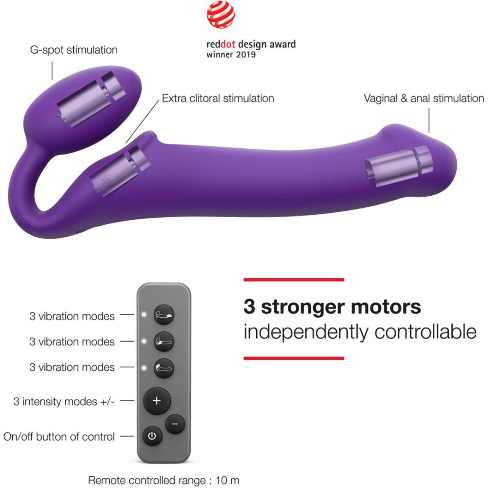 Strapless Strap-On Dildos | Strap-on-Me Silicone Vibrating Remote Control Strapless Strap-On – Extra Large Purple