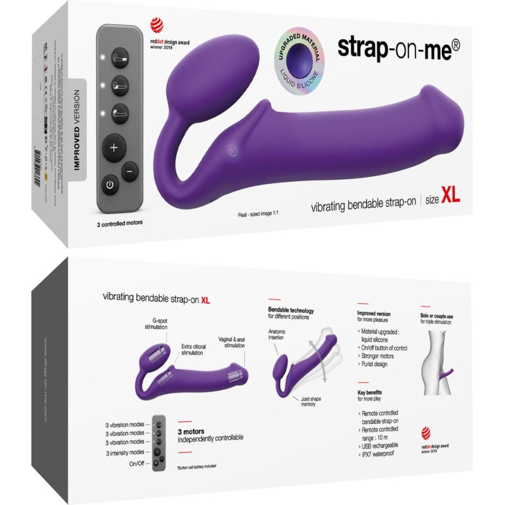 Strapless Strap-On Dildos | Strap-on-Me Silicone Vibrating Remote Control Strapless Strap-On – Extra Large Purple