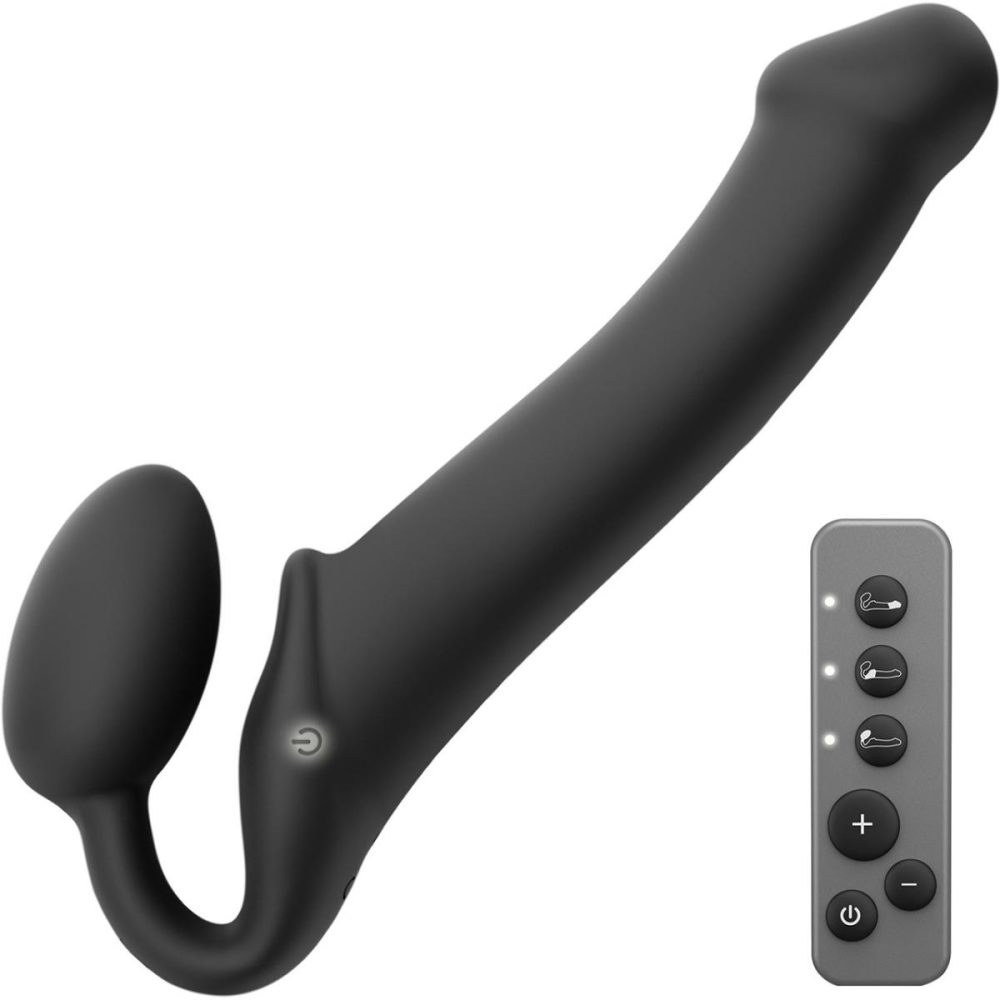 Strapless Strap-On Dildos | Strap-on-Me Silicone Vibrating Remote Control Strapless Strap-On – Large Black