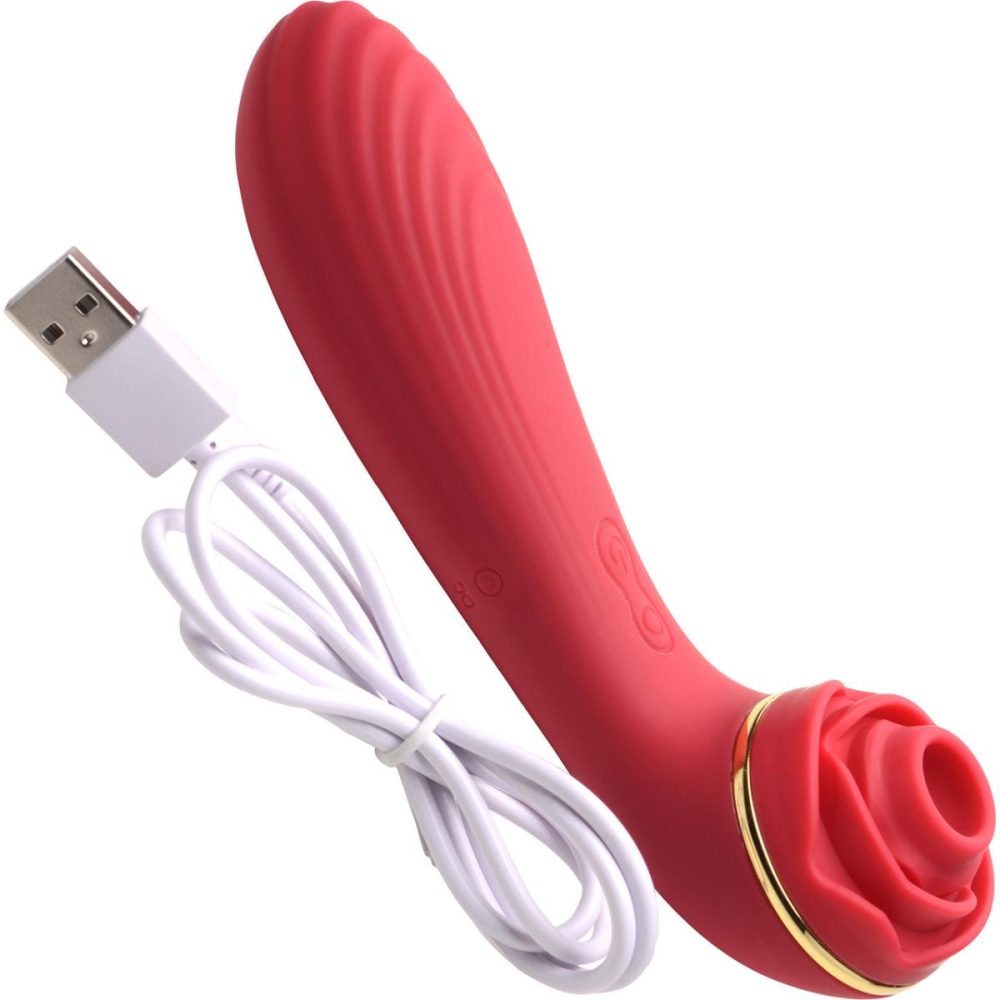 Traditional Vibrators | Bloomgasm Passion Petals 10X Air-Stim Silicone Rose Clitoral Stimulator With Insertable Vibrator – Red