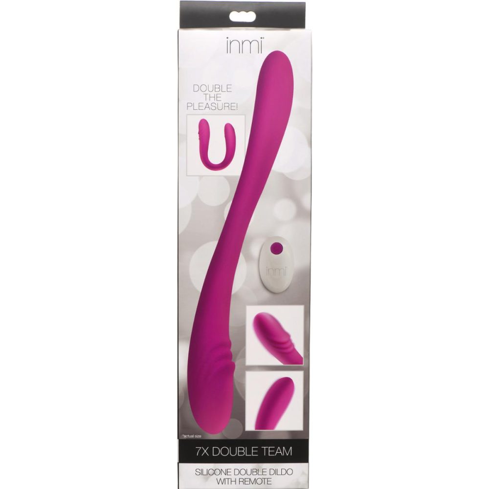 Traditional Vibrators | Inmi 7X Double Team Rechargeable Silicone Double Vibrating Dildo With Remote – Purple