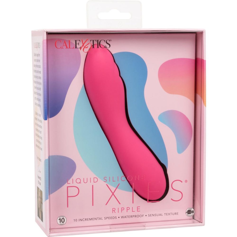 Traditional Vibrators | Liquid Silicone Pixies Ripple Rechargeable Waterproof Vibrator – Pink