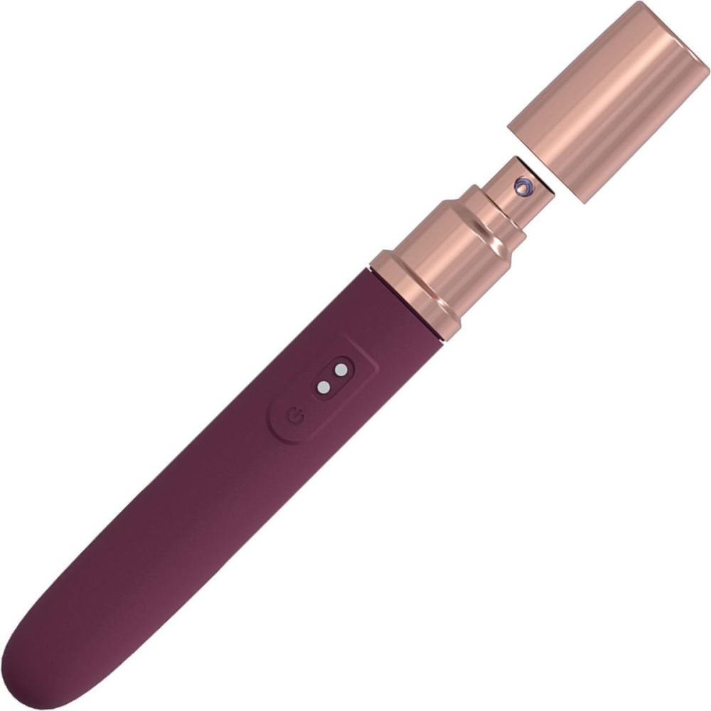 Traditional Vibrators | The Traveler Rechargeable Waterproof Silicone Vibrator & Lube Dispenser – Burgundy