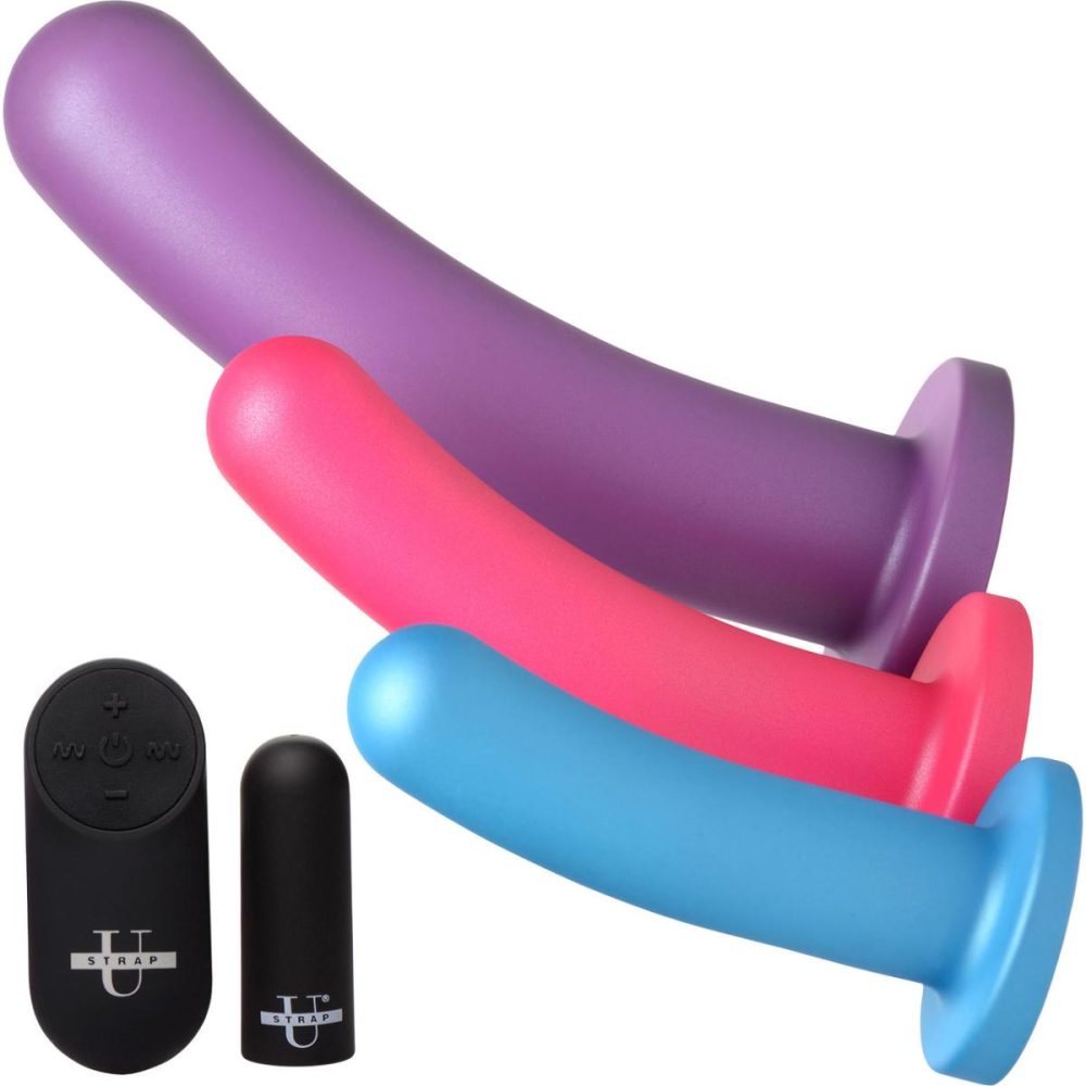 Traditional Vibrators | Triple Peg 28X Vibrating Rechargeable 5 Piece Silicone Dildo Set With Remote