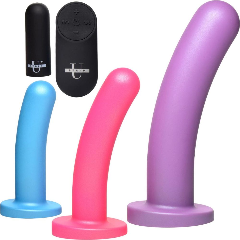 Traditional Vibrators | Triple Peg 28X Vibrating Rechargeable 5 Piece Silicone Dildo Set With Remote