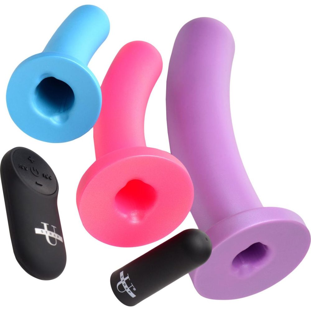 Traditional Vibrators | Triple Peg 28X Vibrating Rechargeable 5 Piece Silicone Dildo Set With Remote