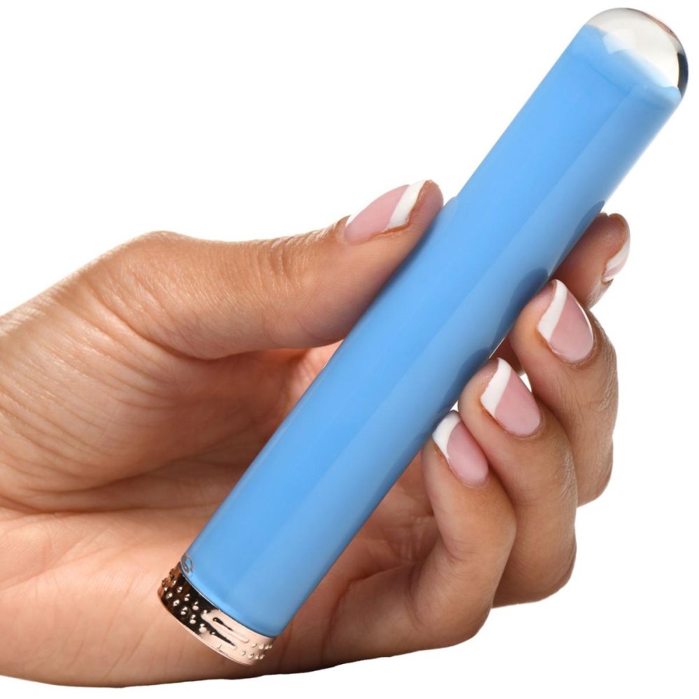 Traditional Vibrators | Vibra-Glass 10X Rechargeable Mini Glass Vibrator – Blue