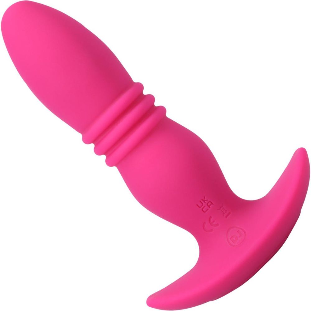 Vibrating Butt Plugs & Probes | A-Play Rise Vibrating & Thrusting Rechargeable Silicone Anal Plug With Remote – Pink