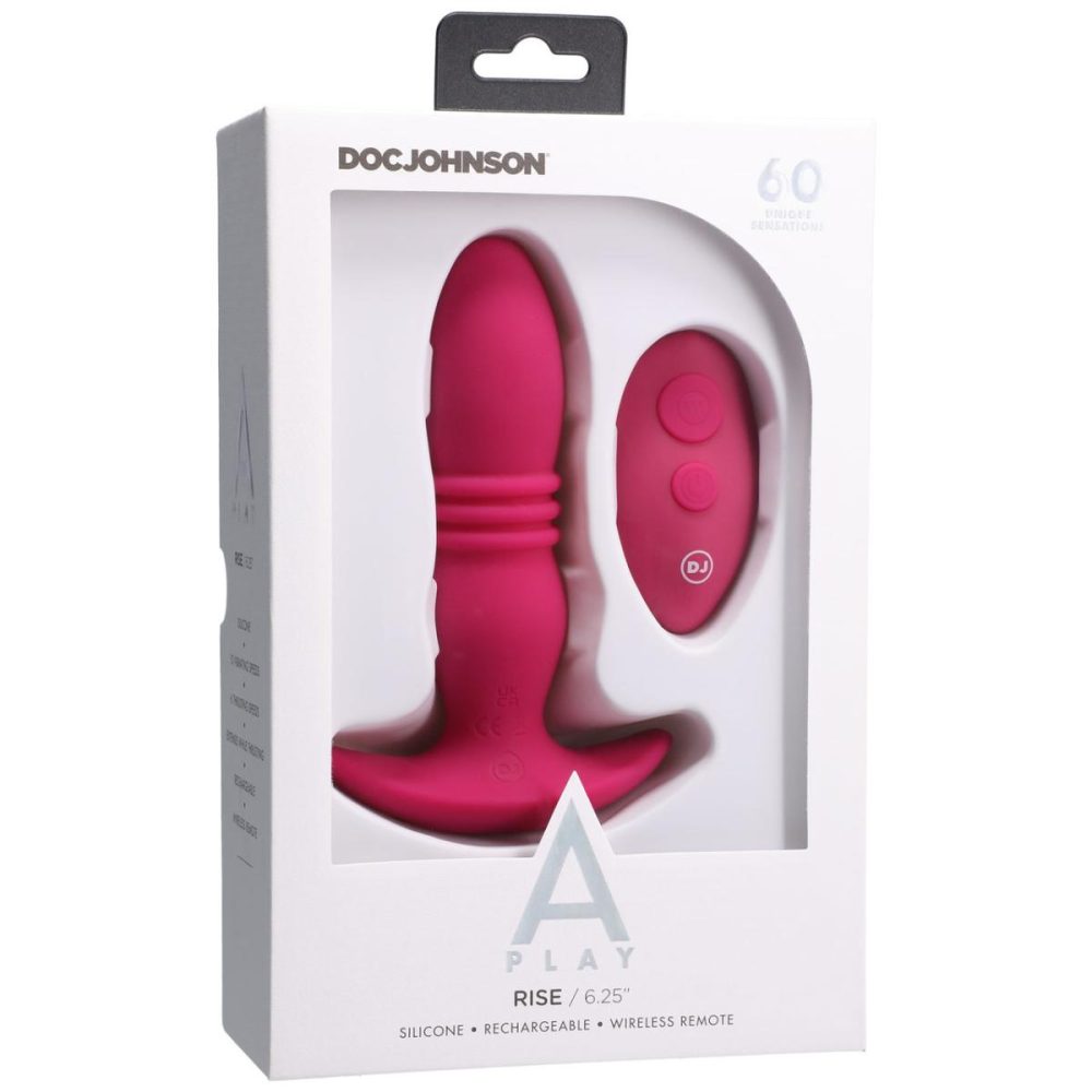 Vibrating Butt Plugs & Probes | A-Play Rise Vibrating & Thrusting Rechargeable Silicone Anal Plug With Remote – Pink