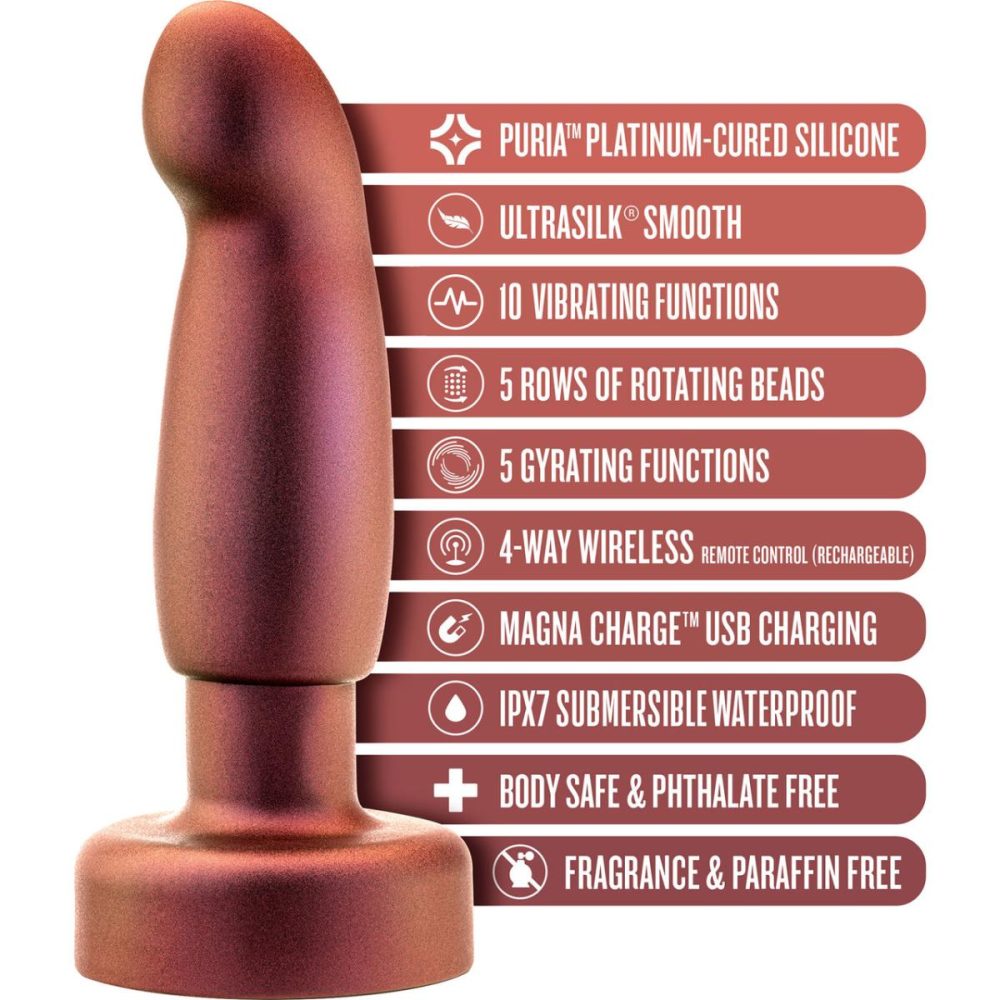 Vibrating Butt Plugs & Probes | Anal Adventures Matrix Bionic Silicone Vibrating, Gyrating, Rotating Remote Butt Plug – Cosmic Copper