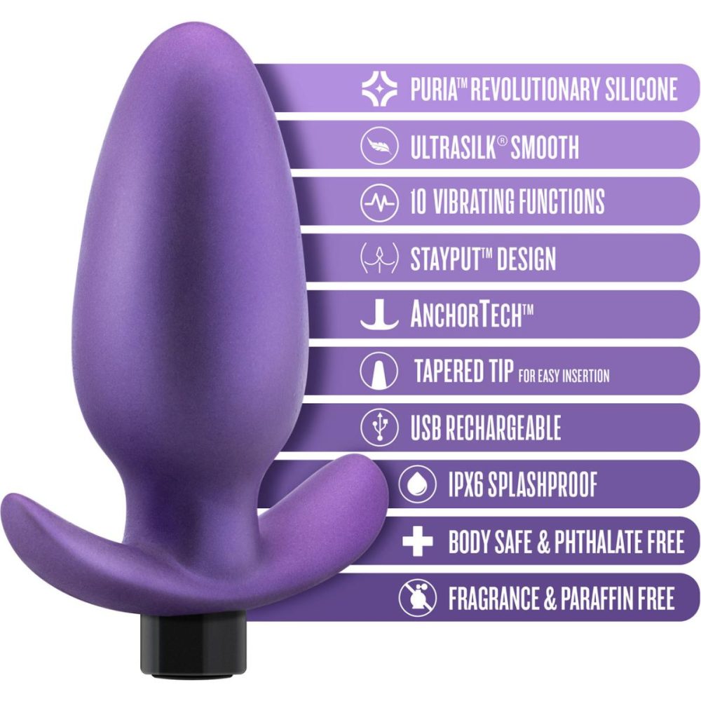 Vibrating Butt Plugs & Probes | Anal Adventures Matrix Excelsior Silicone Rechargeable Vibrating Butt Plug – Astro Violet