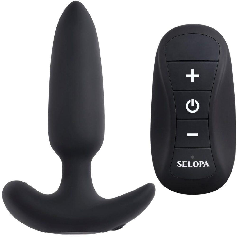 Vibrating Butt Plugs & Probes | Black Beauty Rechargeable Waterproof Silicone Vibrating Butt Plug With Remote