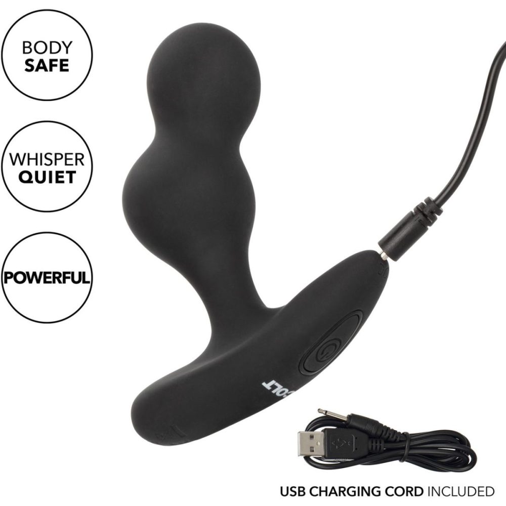 Vibrating Butt Plugs & Probes | COLT Dual Power Probe Rechargeable Waterproof Silicone Anal Vibrator – Black