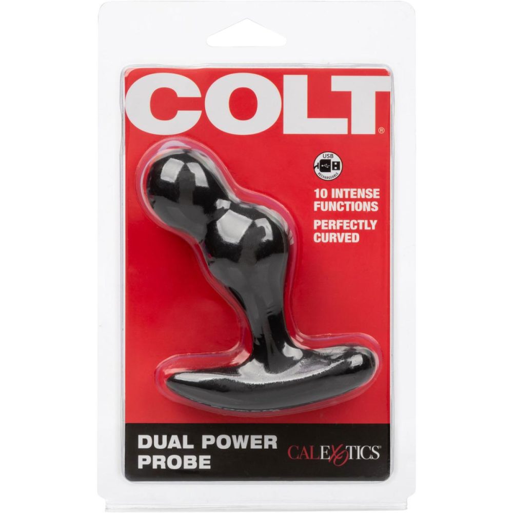 Vibrating Butt Plugs & Probes | COLT Dual Power Probe Rechargeable Waterproof Silicone Anal Vibrator – Black