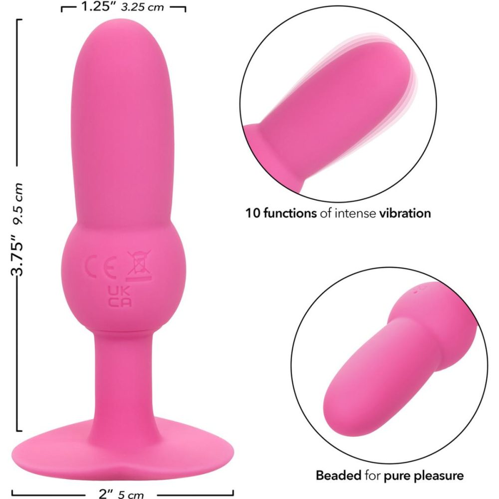 Vibrating Butt Plugs & Probes | First Time Vibrating Beaded Probe Rechargeable Waterproof Silicone Butt Plug – Pink