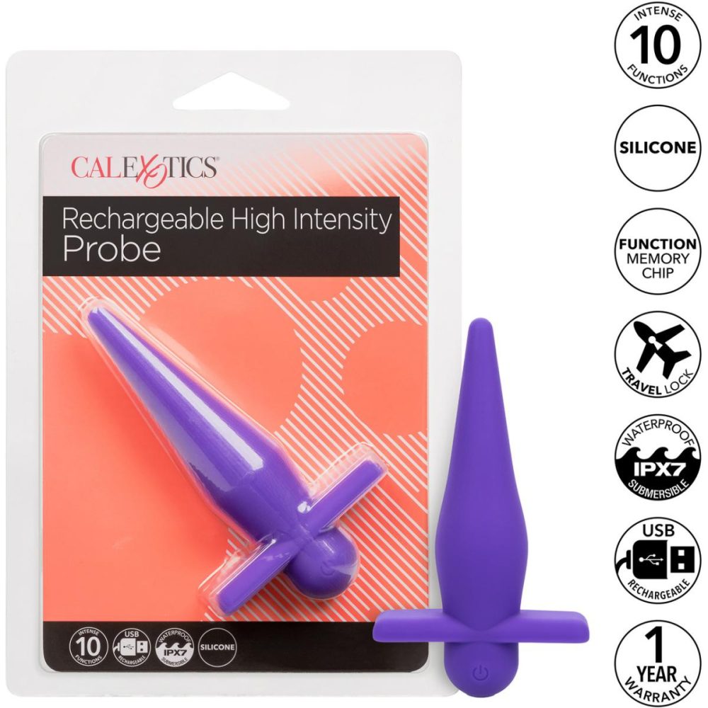 Vibrating Butt Plugs & Probes | Rechargeable High Intensity Silicone Waterproof Vibrating Anal Probe – Purple