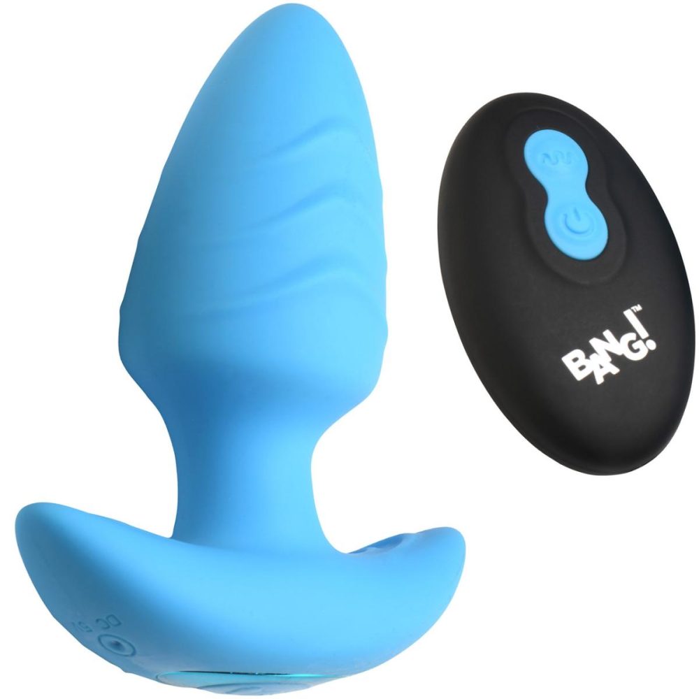 Vibrating Butt Plugs & Probes | Rechargeable Rotating & Vibrating Silicone Butt Plug With Remote – Blue