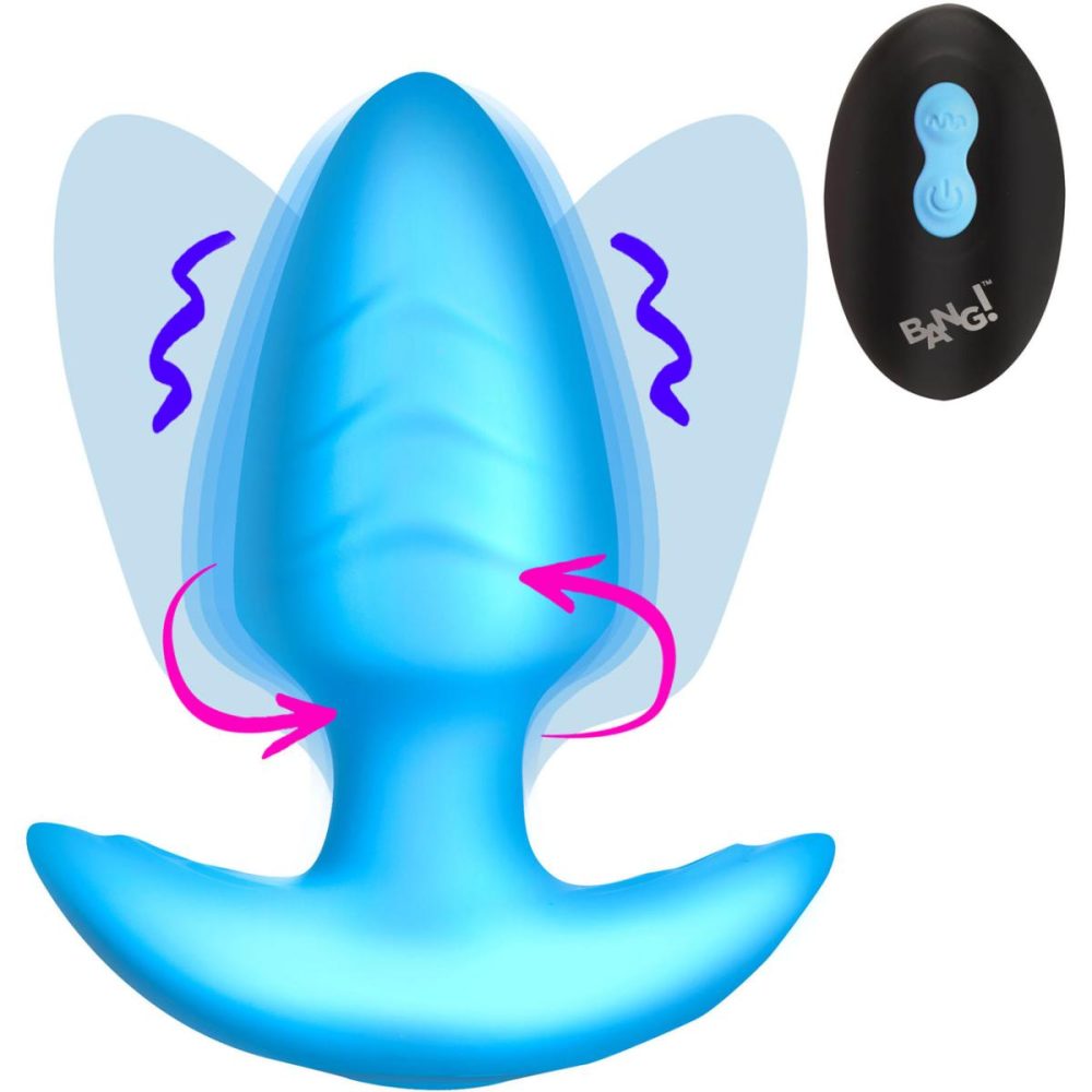 Vibrating Butt Plugs & Probes | Rechargeable Rotating & Vibrating Silicone Butt Plug With Remote – Blue